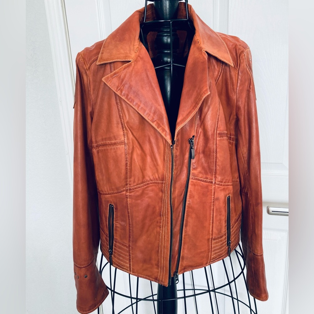 Bagatelle women’s genuine tan leather jacket